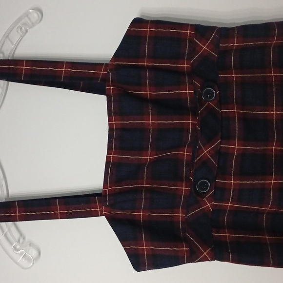 Y2k R&K Plaid Black and Red Women's Dress, Sz 10, adjustable strap - Picture 2 of 7